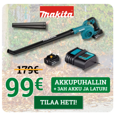 Makita-akkupuhallin akulla ja laturilla kuukauden tarjouksessa