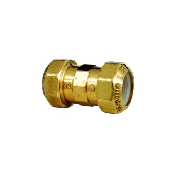 32 mm jatkoliitin muoviputkille erikoismessinki