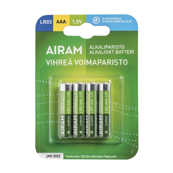 Alkaliparisto AAA LR03 4kpl Airam
