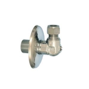 Kromattu allaskulma 1/2″ x 10 mm sululla – puserrusliitin 10 mm putkelle, siisti ja varma liitos