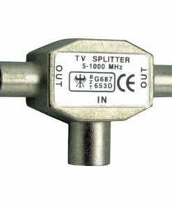 Metallinen OPAL-antennijatkopistoke (uros / 2 x naaras) – kestävä haaroitin antennisignaalin jakamiseen kahdelle vastaanottimelle. EAN 8716176320300.