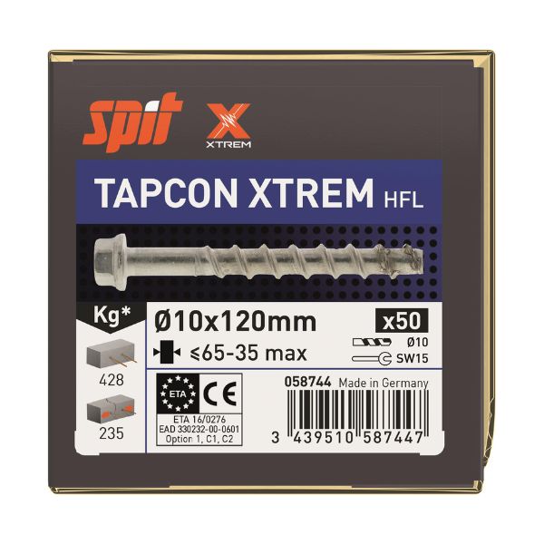 Betoniruuvi HFL 10×120/65, 50 kpl