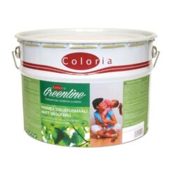 Muoviton ja hengittävä Coloria Greenline sisustusmaali C 9 l sisäseinille ja kattoihin. Sävytettävä, M1-luokiteltu, VOC-vapaa ja vesiohenteinen.