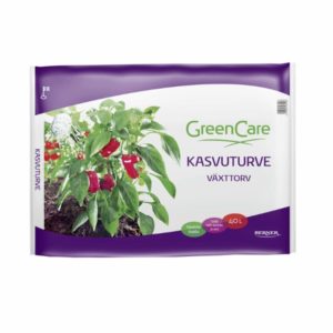 GreenCare Kasvuturve 40l – kotimainen, kalkittu ja lannoitettu kasvualusta puutarhaan ja kasvihuoneeseen. Valmis käyttöön, parantaa maan rakennetta.