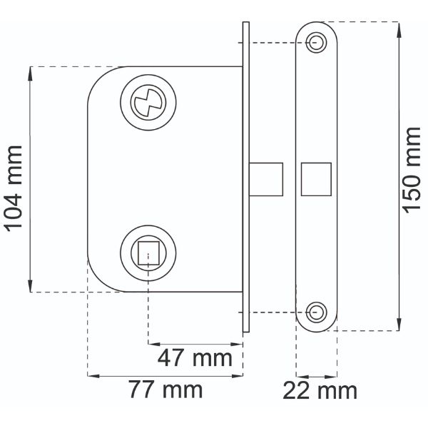 Habo lukkorunko 63115 vasen mattakromi ulko-oveen