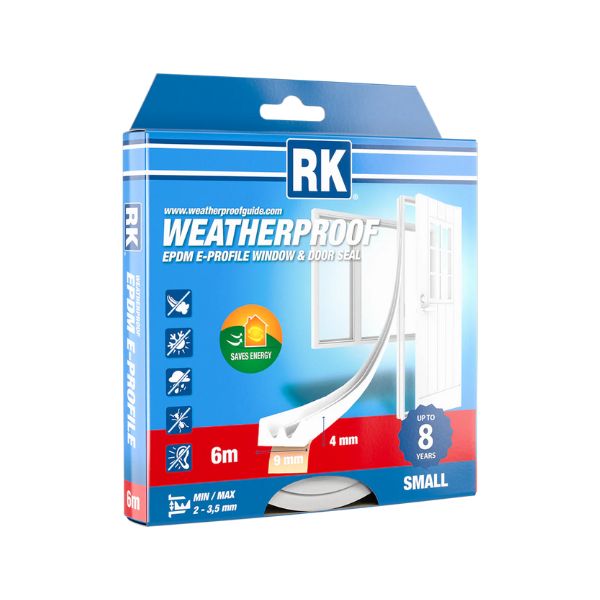 Ikkuna- ja ovitiiviste RK E-profiili valkoinen 6 m EPDM