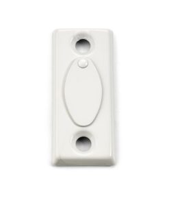 Ikkunakilpi Torino, valkoinen – samakista valmistettu kilpi Ikkunapainike Torino -mallille, viimeistelty ikkunaratkaisuun. ART.NR 17646, EAN 7317900176463.