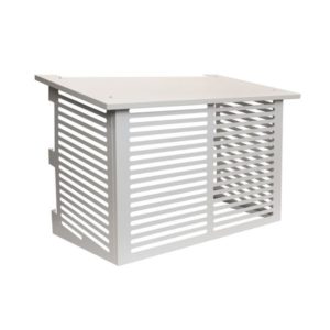 VAAKAMET Kiilax ‑ilmalämpöpumpun suojakotelo – kuumasinkitty ja pulverimaalattu teräskotelo ulkoyksikölle. Kestävä, tyylikäs ja hyötysuhteen säilyttävä ratkaisu.