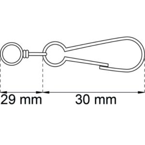Karabiinihaka 5287 niklattu – teräksinen 30+29 mm haka, 2 kpl pakkauksessa