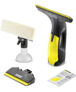 Akkukäyttöinen Kärcher WV 2 Black Edition -ikkunapesuri tekee ikkunoiden puhdistuksesta helppoa ja nopeaa. Mukana kapea suulake, suihkupullo, puhdistusliina ja ikkunapesutiiviste.