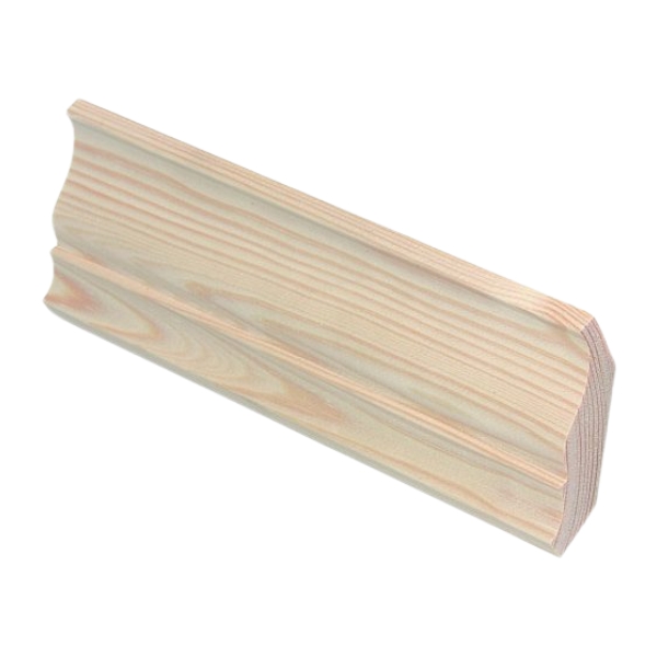Puuvalmis mäntyinen koristekattolista 15x70 mm