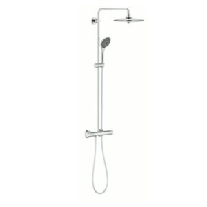 GROHE kattosuihkupaketti 27298002, kromi – moderni ja viimeistelty suihkukokonaisuus kylpyhuoneeseen. EAN 4005176417955.