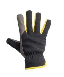 Materiaali: polyesteriä, spandex selkämys.Keinonahkainen kämmen. Koot: 8-11 - kevyt lämpövuori - istutettu peukalo - joustava spandex selkämys - sormenvälit keltaista spandexia - EN 420