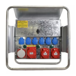 Kempten 32A työmaa-alakeskus mittarilla. 6x230V, 400V ulostulot, IP44 ja vikavirtasuoja. Ammattikäyttöön.