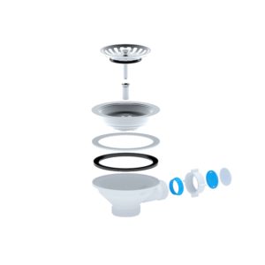 Koripohjaventtiili 1 1/2" (115 mm) ylivuotoyhteellä – käytännöllinen sihtiventtiili altaan vedenpoistoon ja ylivuodon liittämiseen. EAN 415859750169.