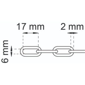 Koristeketju 400-4 ruskea 2 m – vasaroitu ovaalilenkki, terästä, max 12 kg, ohjeellinen murtolujuus 5× max kuorma