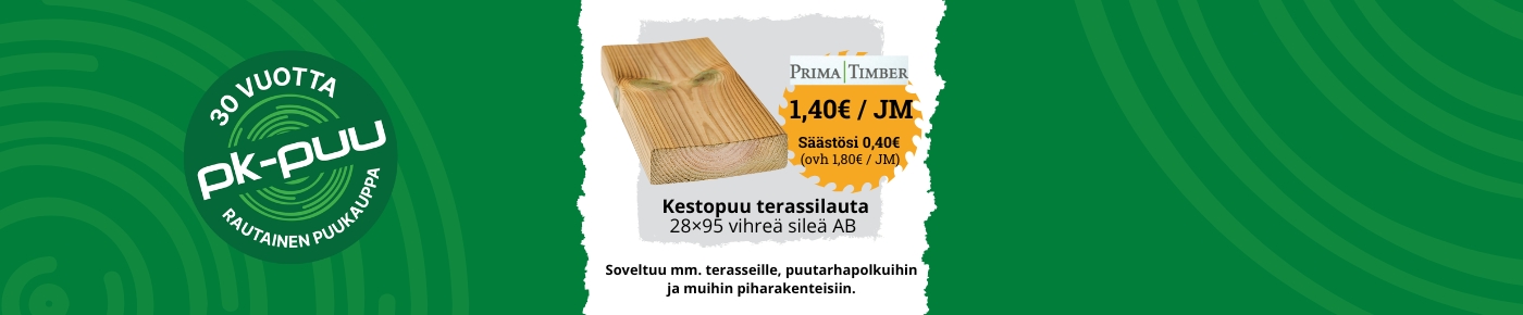 Prima Timber kestopuu terassilauta 28x95 vihreä