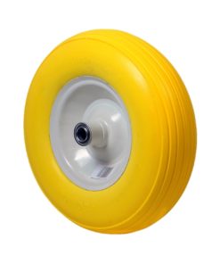 Puhkeamaton kottikärryn pyörä 20x4.00-6, keltainen rengas ja valkoinen vanne