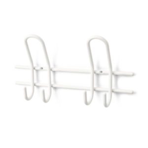 Koukkulista Saturn – valkoinen teräs, 2 koukkua, pituus 300 mm, ulkonema 67 mm