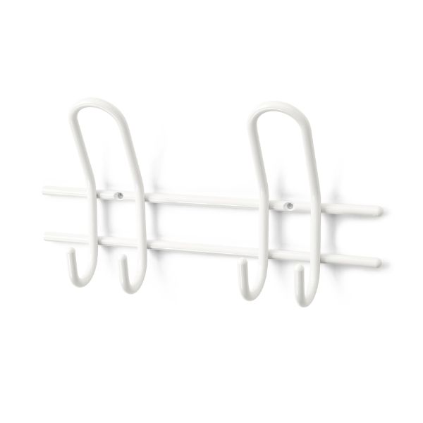 Koukkulista Saturn – valkoinen teräs, 2 koukkua, pituus 300 mm, ulkonema 67 mm