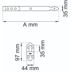 Koukkusarana 214 musta 500 mm – teräksinen sarana 12 mm tapilla, 2 kpl ruuveilla