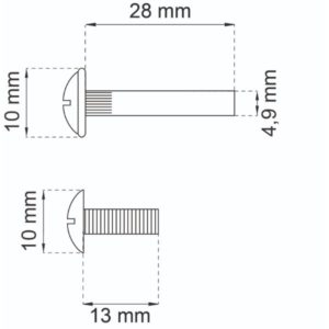 Kytkinruuvi 2604, niklattu – teräksinen liitosruuvi kaappien liittämiseen, säädettävissä 28–36 mm, 4 kpl/pkt. ART.NR 53462, EAN 7317900053467.