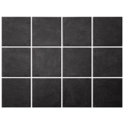 Musta 10x10 cm mattapintainen porcellanato-lattialaatta