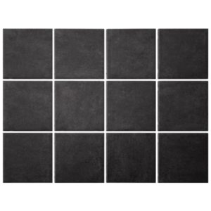 Musta 10x10 cm mattapintainen porcellanato-lattialaatta
