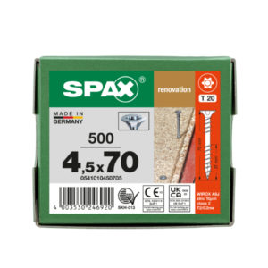 Lattialevyruuvi 4,5x70mm 500kpl spax