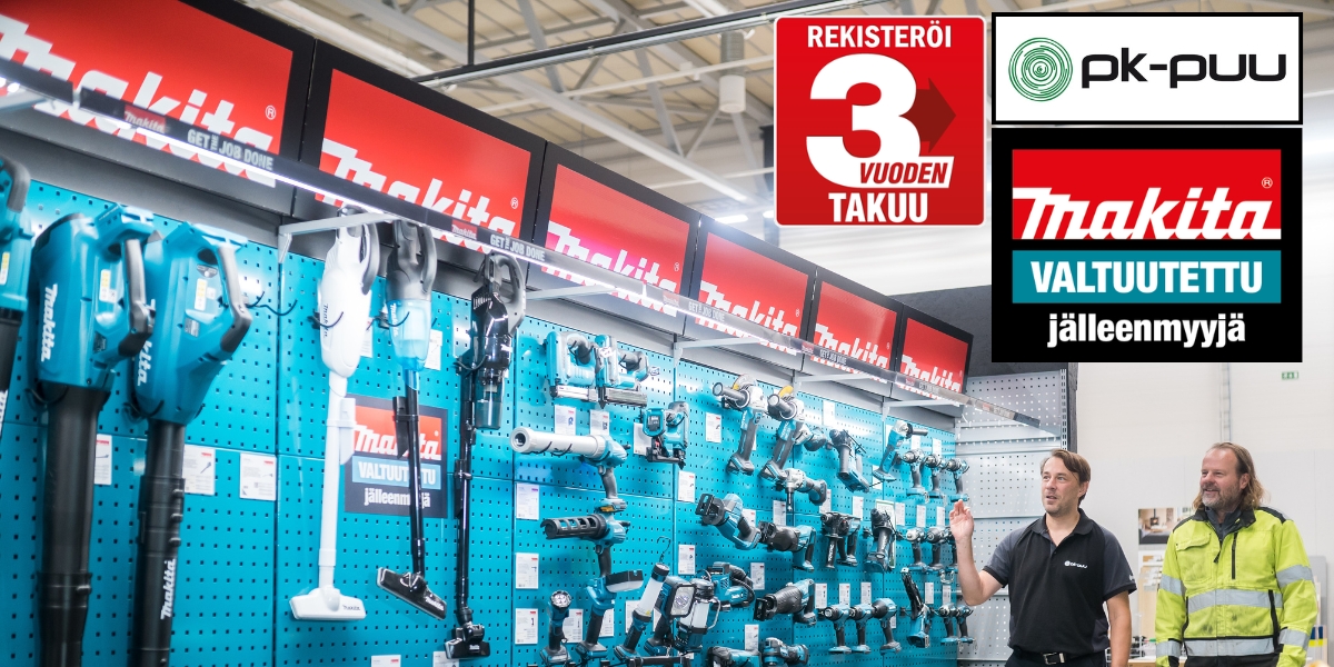 Makita työkalut PK-Puu Naantali kaupassa.