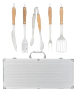 Mustang grillausvälinesarja 5 kpl alumiinisessa salkussa, bambukahvat