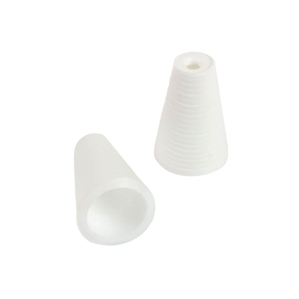 Valkoinen muovinen narutulppa sälekaihtimille – siisti viimeistely nostonaruille, pakkauksessa 2 kpl. Tuotekoodi 61005200, EAN 6414675026786.