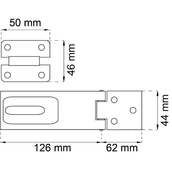 Nivelsalpa 2365 musta – teräksinen salpa riippulukolle (max. 12 mm sanka)
