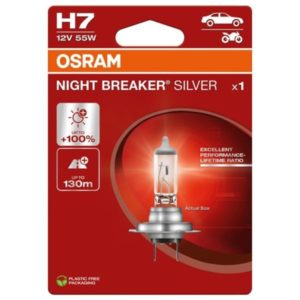 Osram Night Breaker Silver H7 12V 55W BLI – 100 % kirkkaampi, jopa 130 m valokeila, erinomainen hinta–laatusuhde