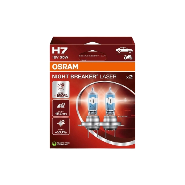Osram Night Breaker Laser +150% H7 12V 55W polttimopari