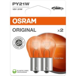 Osram Original 12V PY21W pienoispolttimo 21W BLI (pari) – ensiasennuslaatuinen ja kestävä