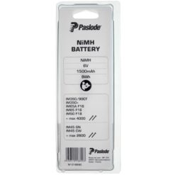 Paslode Akku NiHM 6V - 1500 mAh NiMH-ovaali akku on tarkoitettu ei-litiumkäyttöisille IM350, IM65, IM65A, IM50, IM45CW ja IM45GN naulaimille