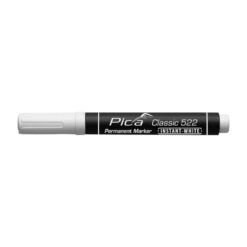 Valkoinen Pica Instant White 522 merkintätussi useille pinnoille. Permanentti, vedenkestävä ja nopeasti kuivuva jälki. Kärjen koko 1-4 mm.
