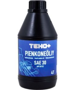 Teho+ 4T SAE 30 pienkoneöljy 0,6 L – laadukas mineraaliöljy ruohonleikkureille ja muille nelitahtisille pienkoneille. Tuotenumero 170341, EAN 6417196781325.