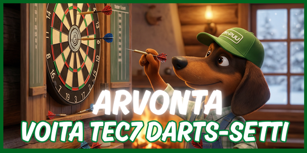 Voita darts-setti - darts taulu ja tikat ja teline palkintona PK-Puu kuukausi arvonnassa