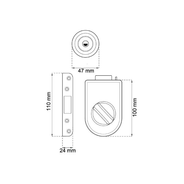 Pisla pintalukko avainpesällä, musta/teräs