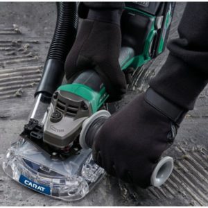 Pölynpoistosarja Carat Hionta Ø125 – pöly- ja suojakuori kulmahiomakoneisiin Ø115–125 mm, yhteensopiva useimpien merkkien kanssa. EAN:8714452061237