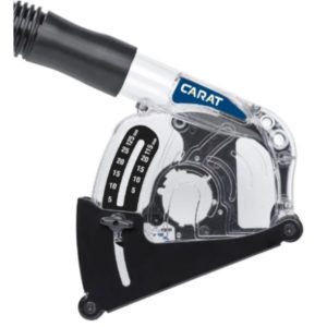 Carat-pölynpoistosarja Ø 125 mm kulmahiomakoneeseen – tehokas ja helposti asennettava suojakuori pölyttömään leikkaamiseen.