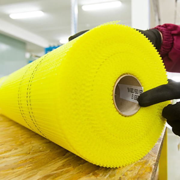 Lasikuituinen rappausverkko 1 x 10 m, keltainen, 4 mm silmäkoko