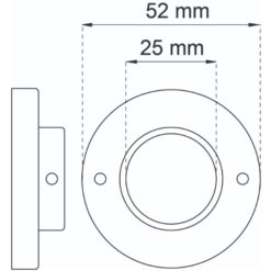 Putkenkannatin 351-25, kromi – seinään asennettava sivukiinnike Ø 25 mm putkille, ulkonema 15 mm, 2 kpl/pkt. ART.NR 19547, EAN 7317900019548.