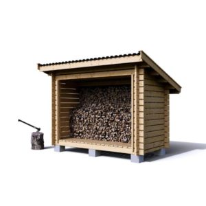 Puukatos R4.6P – tilava puukatos polttopuille, koko 1524 × 3003 mm, etuseinäkorkeus 2315 mm, takaseinä 1850 mm. Toimitus sisältää puuosat, kiinnikkeet ja asennusohjeen.