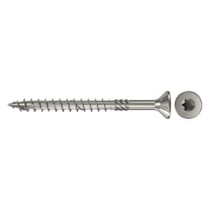 PowerFast hakkuriruuvi 5,0x50mm – ruostumaton teräs, uppokanta ja Torx-kärki. Kestävä valinta terassien ja ulkotilojen puuliitoksiin. Tutustu ja tilaa!