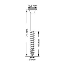 0251010500775 Rakennusruuvi SPAX 5,0 x 77 mm, 150 kpl