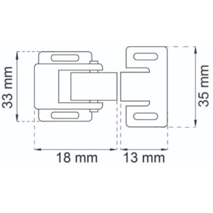 Ullasalpa 544, sähkösinkitty – teräksinen jousisalpa 18 × 33 mm, 2 kpl, sisältää ruuvit. ART.NR 16535, EAN 7317900016530.