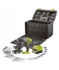 Ryobi R18DD3-220X akkukäyttöinen porakonesetti 18V ONE+, 2 akkua ja 100 tarviketta